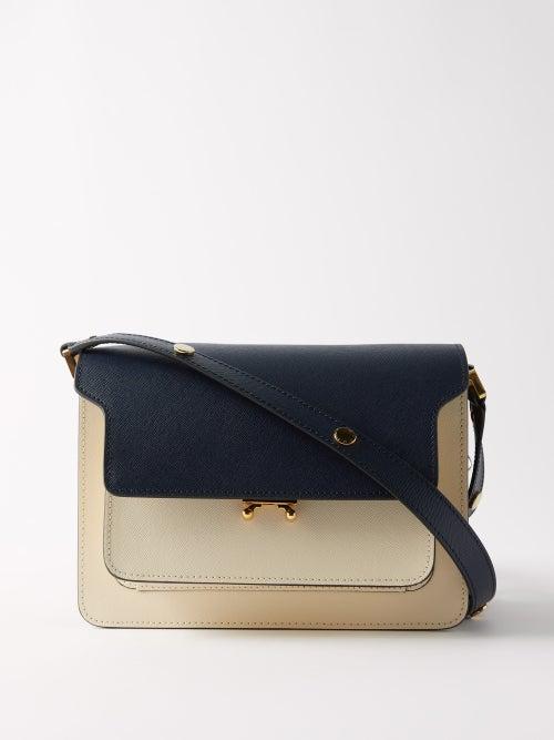 Marni - Trunk Medium Leather Cross-body Bag - Womens - Navy White