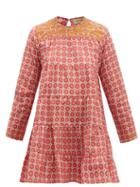 Matchesfashion.com Muzungu Sisters - Lily Embroidered Geometric Print Cotton Dress - Womens - Pink Multi
