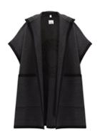 Ladies Accessories Burberry - Carla Logo-jacquard Hooded Wool-blend Poncho - Womens - Dark Grey