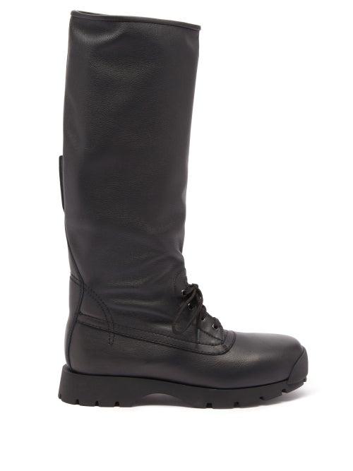 Jil Sander - Lace-up Leather Knee-high Boots - Mens - Black