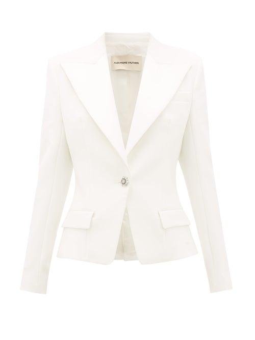 Matchesfashion.com Alexandre Vauthier - Crystal-button Single-breasted Jacket - Womens - Ivory