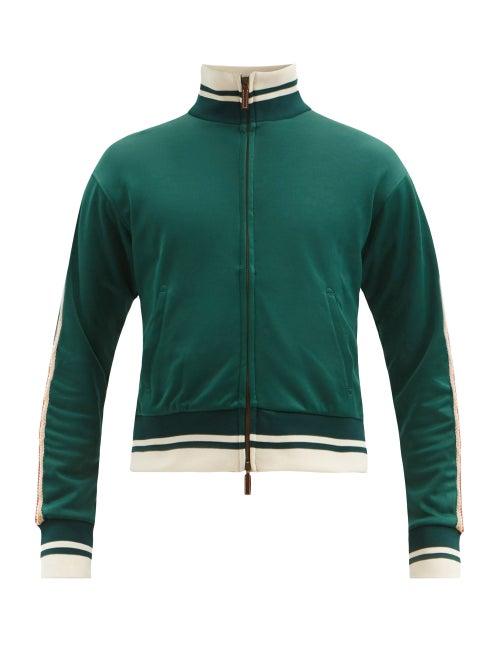 Matchesfashion.com Wales Bonner - Clarendon Side-stripe Jersey Track Jacket - Mens - Green