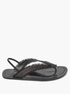 The Row - Fray Fringed Satin Slingback Sandals - Womens - Black