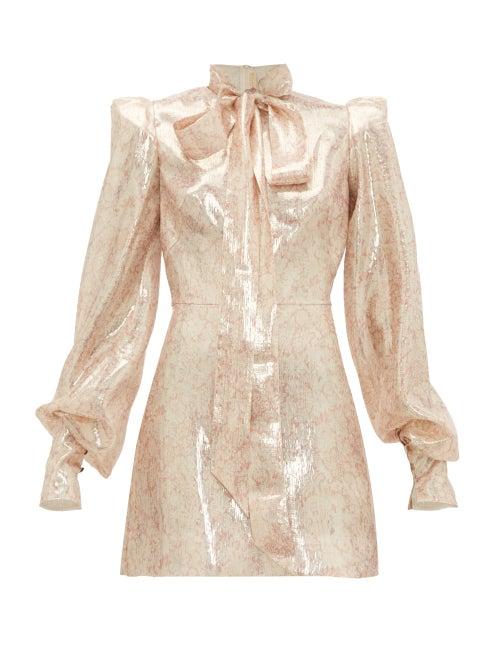 Matchesfashion.com The Vampire's Wife - Mayhem Pussy Bow Silk Blend Mini Dress - Womens - Pink Gold