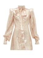 Matchesfashion.com The Vampire's Wife - Mayhem Pussy Bow Silk Blend Mini Dress - Womens - Pink Gold