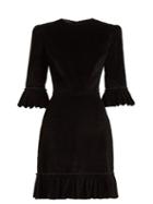 Matchesfashion.com The Vampire's Wife - Festival Ruffle Trimmed Corduroy Mini Dress - Womens - Black