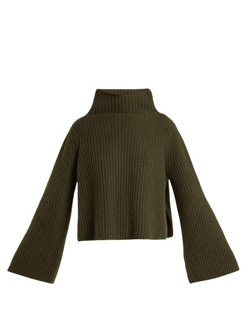Matchesfashion.com Stella Mccartney - Ribbed Knit High Neck Sweater - Womens - Khaki