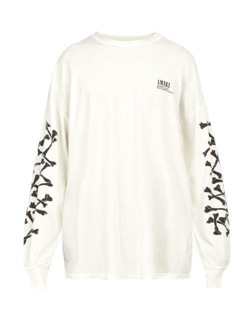 Matchesfashion.com Amiri - Bones Print Long Sleeved Cotton T Shirt - Mens - White