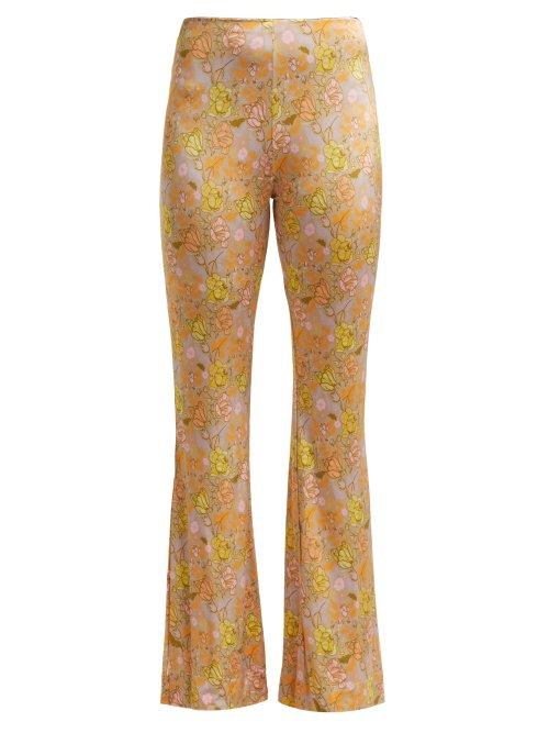 Matchesfashion.com Acne Studios - Floral Print Kick Flare Trousers - Womens - Green Multi