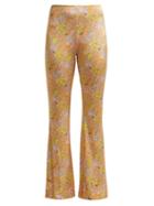 Matchesfashion.com Acne Studios - Floral Print Kick Flare Trousers - Womens - Green Multi
