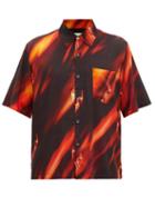 Matchesfashion.com Aries - Fyre Logo-print Crepe Shirt - Mens - Black Red