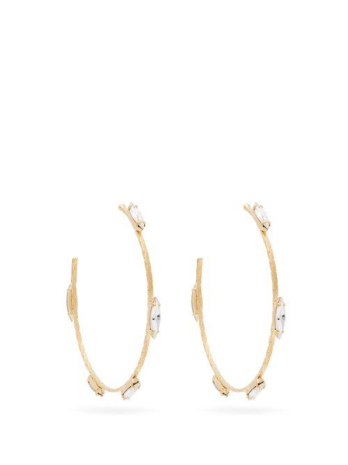 Matchesfashion.com Saint Laurent - Crystal Embellished Hoop Earrings - Womens - Gold