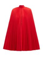 Matchesfashion.com Valentino - Pleated Virgin Wool Cape - Womens - Red