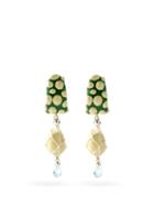 Matchesfashion.com Bottega Veneta - Beaded Macram & Sterling-silver Drop Earrings - Womens - Green