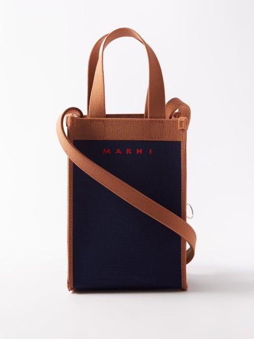 Marni - Logo-jacquard Canvas Cross-body Bag - Mens - Navy Multi