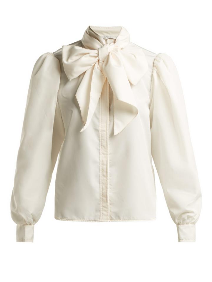 Ganni Comstock Pussybow Shirt
