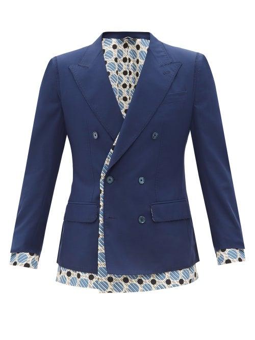 Matchesfashion.com Dolce & Gabbana - Double-breasted Cotton-canvas Blazer - Mens - Navy