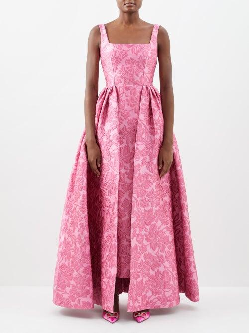 Emilia Wickstead - Spencer Gathered Floral-cloqu Gown - Womens - Pink