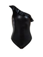 Matchesfashion.com Norma Kamali - Mio Ruffled One Shoulder Swimsuit - Womens - Black