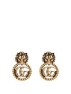 Matchesfashion.com Gucci - Gg Lion Door-knocker Earrings - Womens - Gold