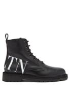 Valentino Vltn Lace-up Leather Ankle Boots