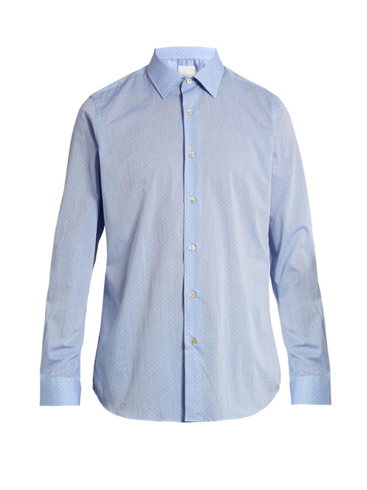 Paul Smith Pin-dot Print Point-collar Cotton Shirt