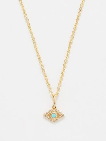 Sydney Evan - Evil Eye Diamond, Turquoise & 14kt Gold Necklace - Mens - Gold Multi