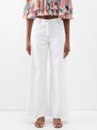 Etro - Frayed-cuff Wide-leg Jeans - Womens - White