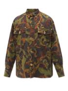 Mens Rtw Versace - Floral-print Cotton-blend Twill Jacket - Mens - Green