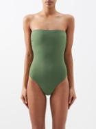 Norma Kamali - Bishop Strapless Swimsuit - Womens - Olive Green