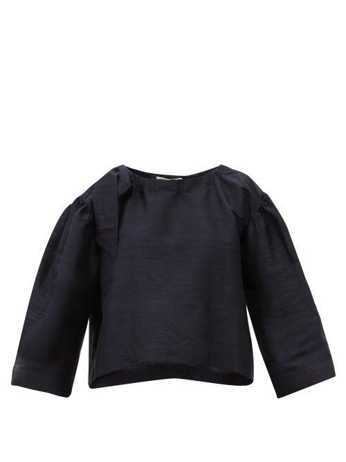 Cawley Studio - Barco Bow-tied Silk Blouse - Womens - Navy