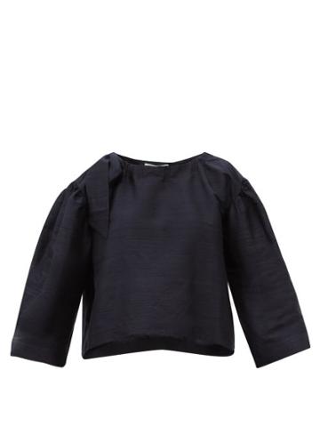 Cawley Studio - Barco Bow-tied Silk Blouse - Womens - Navy