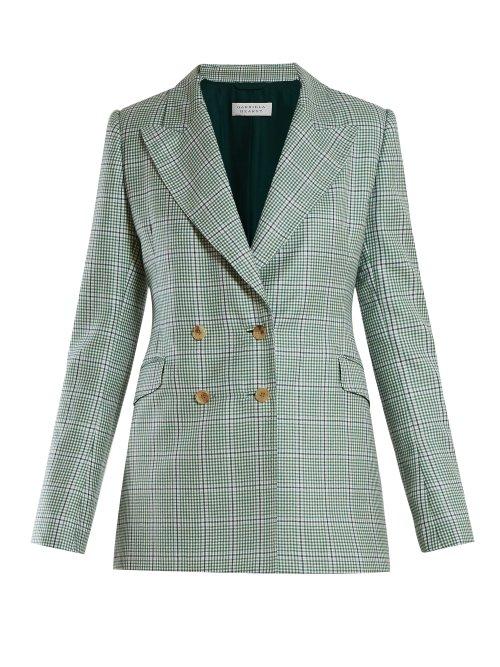 Matchesfashion.com Gabriela Hearst - Angela Double Breasted Houndstooth Cashmere Blazer - Womens - Green Multi