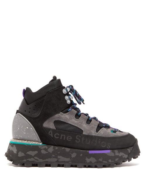 Matchesfashion.com Acne Studios - Bertrand Canvas, Leather And Suede Hiking Boots - Womens - Black