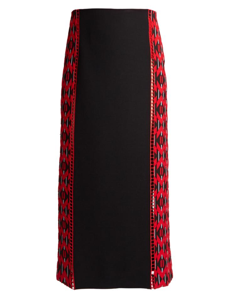 Fendi Lozenges-jacquard Wool And Silk-blend Midi Skirt