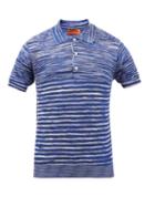 Missoni - Space-dye Striped Cotton-piqu Polo Shirt - Mens - Blue