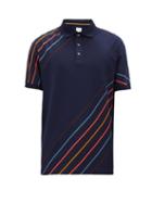 Matchesfashion.com Paul Smith - Diagonal-striped Cotton-piqu Polo Shirt - Mens - Navy