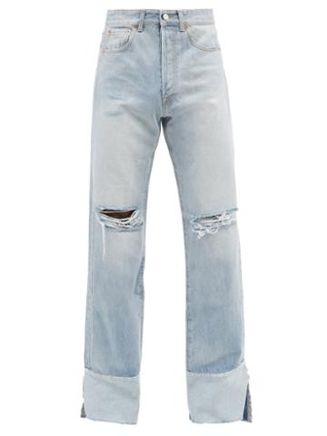 Mens Rtw Vetements - Distressed Wide-leg Jeans - Mens - Blue