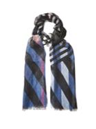 Burberry Stripe And Check-print Linen Scarf
