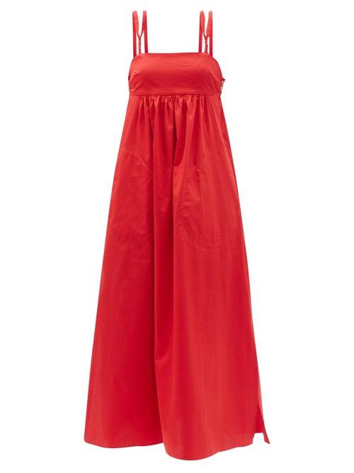 Matchesfashion.com Belize - Louisa Braided-strap Cotton Dress - Womens - Red