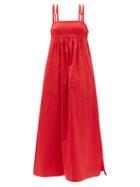 Matchesfashion.com Belize - Louisa Braided-strap Cotton Dress - Womens - Red