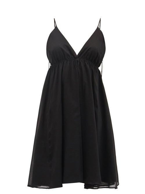 Matchesfashion.com Loup Charmant - Oleta V-neck Cotton-voile Dress - Womens - Black