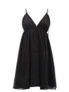 Matchesfashion.com Loup Charmant - Oleta V-neck Cotton-voile Dress - Womens - Black