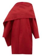 Matchesfashion.com Balenciaga - Draped Neckline Houndstooth Wool Coat - Womens - Red Multi