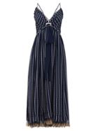 Matchesfashion.com Chlo - Double-strap Silk-blend Crepe Dress - Womens - Denim