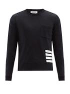 Matchesfashion.com Thom Browne - Four-bar Patch-pocket Wool Sweater - Mens - Navy