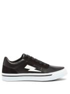 Matchesfashion.com Neil Barrett - Lightning Bolt Leather Trainers - Mens - Black White