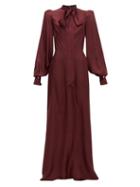 Matchesfashion.com The Vampire's Wife - Pussy Bow Silk Twill Gown - Womens - Burgundy