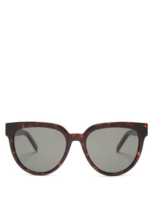 Matchesfashion.com Saint Laurent - Round Frame Acetate Sunglasses - Womens - Tortoiseshell