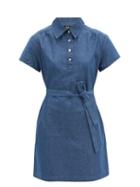 Matchesfashion.com A.p.c. - Prudence Belted Denim Mini Dress - Womens - Blue